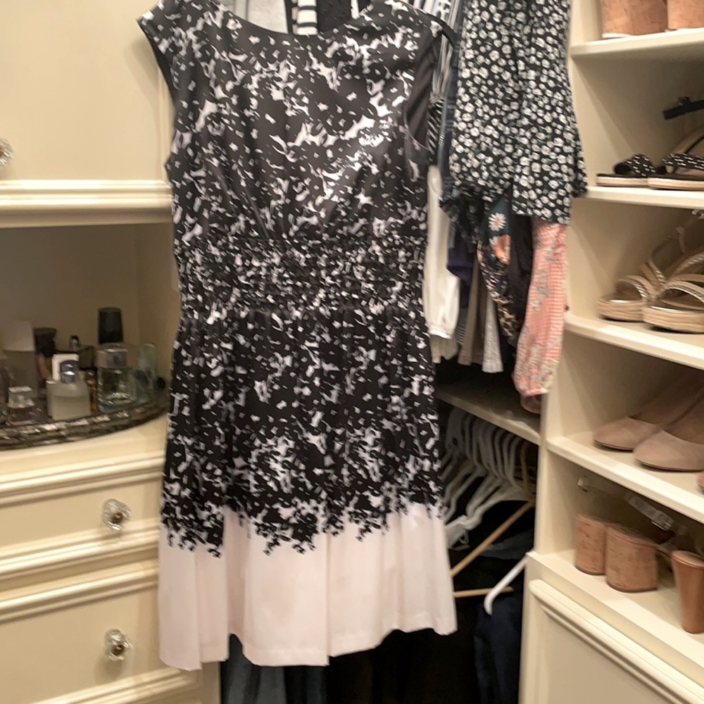 Classy, Black/white satin Jessica Simpson dress with open back.